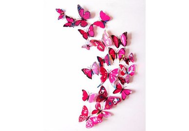 Dekorativní motýlci na zeď 2 kusy - barva růžová