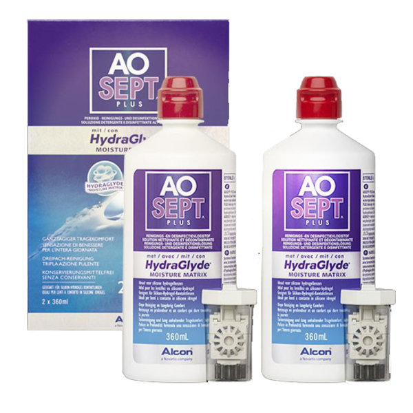 AOSEPT Plus HydraGlyde 2 pack 2x360 ml se 2 pouzdry